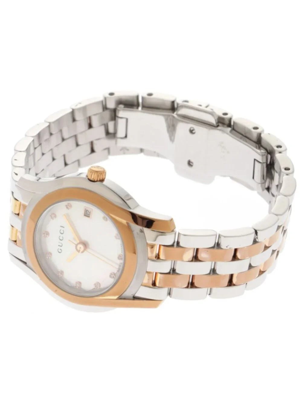 Gucci G-Class Quartz Stainless Steel Pink Gold Plated Shell Watch